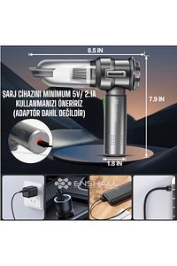 Yeni Kablosuz Şarjlı 3 Kademeli 2ın1 Profesyonel Ultra Çekim Güçlü Mini Araç Süpürgesi ürün fotoğrafı