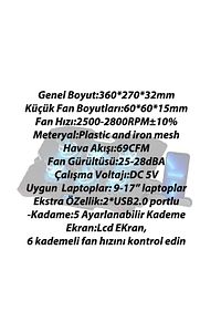 Sx-35 Snower 6 Fanlı 9-15,6 Inç Notebook Laptop Soğutucu Stand Telefon Standlı 2800rpm ürün fotoğrafı