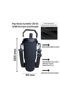 Flip Straw Tumbler 0.88 Litre Neopren Termos Kılıfı Ve Omuz Askısı ürün fotoğrafı