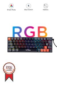 Tk-06 Siyah Mekanik Blue Switch Rgb Işıklı Kablolu Q Klavye ürün fotoğrafı