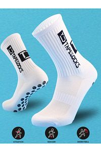Unisex Beyaz Anti Slip Socks Kaymaz Silikon Havlu Taban Dikişsiz Maç Pro Sporcu Çorabı ürün fotoğrafı