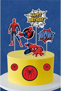 Spiderman Örümcek Adam Temalı Doğum Günü Kürdanlı Pasta Süsü ürün fotoğrafı