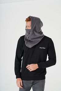 Erkek Koyu Gri Kışlık Polar Rüzgar Geçirmez Sıcak Tutan Şapka Atkı Boyunluk Kar Maskesi ürün fotoğrafı
