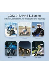 2 Intercom Bağlantılı Su Geçirmez Motosiklet Kask Bluetooth 5.3 300m Intercoom 2.000mah ürün fotoğrafı