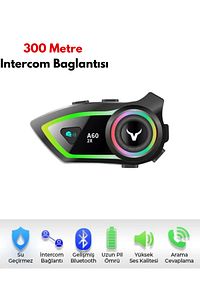 2 Intercom Bağlantılı Su Geçirmez Motosiklet Kask Bluetooth 5.3 300m Intercoom 2.000mah ürün fotoğrafı