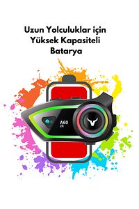 2 Intercom Bağlantılı Su Geçirmez Motosiklet Kask Bluetooth 5.3 300m Intercoom 2.000mah ürün fotoğrafı
