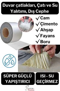 Su Geçirmez Sızdırmaz Alev Geciktirici Dayanıklı Sakız Bant 48 Mm X 2 Mt Alüminyum Tamir Bandı ürün fotoğrafı