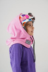 Kız Çocuk Pembe Polar Balaklava Kar Maskesi Boyunluk Şapka Atkı Bir Arada ürün fotoğrafı