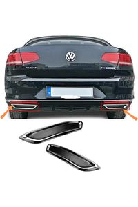 Vw Passat B8 Krom Arka Tampon Alt Çıta + Egzoz Görünümlü Difüzör 2015-2019 P.çelik ürün fotoğrafı