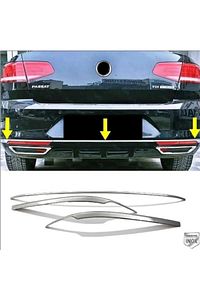 Vw Passat B8 Krom Arka Tampon Alt Çıta + Egzoz Görünümlü Difüzör 2015-2019 P.çelik ürün fotoğrafı