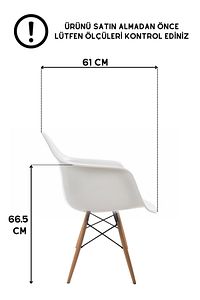 Lisa Beyaz Kolçaklı Eames Sandalye - Cafe Balkon Mutfak Sandalyesi ürün fotoğrafı