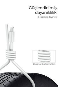 By Woyax Iphone 6 6s 7 8 X Xs Xr 11 12 13 14 Pro Max Plus Hızlı Şarj Kablosu Usb To Lightning Beyaz ürün fotoğrafı