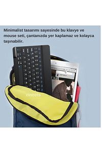 Kablosuz Şarjlı Bluetooth Klavye Mouse Seti Ultra Slim Tablet Telefon Windows Uyumlu ürün fotoğrafı