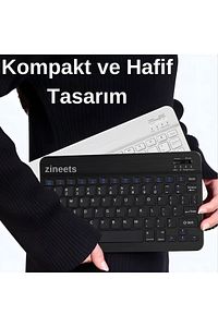 Kablosuz Şarjlı Bluetooth Klavye Mouse Seti Ultra Slim Tablet Telefon Windows Uyumlu ürün fotoğrafı