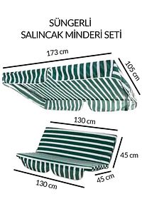 Salıncak Minder Seti Tenteli Salıncak Minder Seti Yeşil Beyaz 2 Kişilik Süngerli Işbir Gri Sünger ürün fotoğrafı