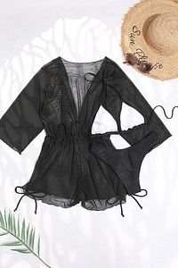 Şifon Pareo Plaj Elbisesi Cover Up Kimono ürün fotoğrafı