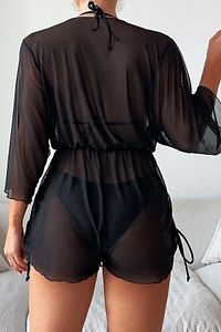 Şifon Pareo Plaj Elbisesi Cover Up Kimono ürün fotoğrafı