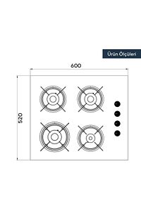 KO-40 TAHDF Camlı Ankastre Ocak - Beyaz ürün fotoğrafı
