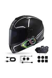 2 Intercom Bağlantılı Su Geçirmez Motosiklet Kask Bluetooth 5.3 300m Intercoom 2.000mah ürün fotoğrafı