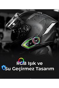 2 Intercom Bağlantılı Su Geçirmez Motosiklet Kask Bluetooth 5.3 300m Intercoom 2.000mah ürün fotoğrafı