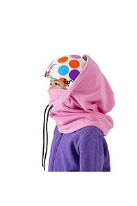 Kız Çocuk Pembe Polar Balaklava Kar Maskesi Boyunluk Şapka Atkı Bir Arada ürün fotoğrafı