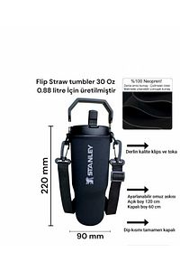 Flip Straw Tumbler 0.88 Litre Neopren Termos Kılıfı Ve Omuz Askısı ürün fotoğrafı