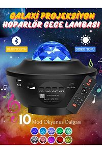 Yıldızlı Projeksiyon Tavan Bulutsu Galaxy Lazer Işıklı Disko Topu Bluetooth Hoparlör Parti Led Lamba ürün fotoğrafı