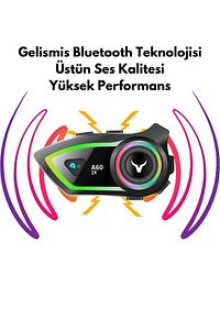 2 Intercom Bağlantılı Su Geçirmez Motosiklet Kask Bluetooth 5.3 300m Intercoom 2.000mah ürün fotoğrafı