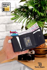 Orijinal Otomatik Mekanizmalı Kutulu Rfid Korumalı Hırsızlık Engelleyici Para & Kartlıklı Cüzdan ürün fotoğrafı