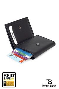 Orijinal Otomatik Mekanizmalı Kutulu Rfid Korumalı Hırsızlık Engelleyici Para & Kartlıklı Cüzdan ürün fotoğrafı