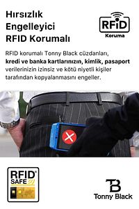 Orijinal Otomatik Mekanizmalı Kutulu Rfid Korumalı Hırsızlık Engelleyici Para & Kartlıklı Cüzdan ürün fotoğrafı