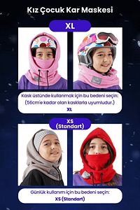 Kız Çocuk Pembe Polar Balaklava Kar Maskesi Boyunluk Şapka Atkı Bir Arada ürün fotoğrafı