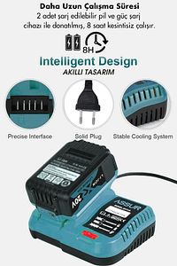 Assur Plus 21v 2.0ah Şarjlı Somun Sıkma Sökme Darbeli 450nm Şarjlı Taşlama 125mm Kömürsüz Profesyo ürün fotoğrafı