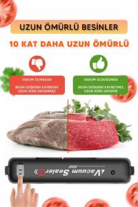 Vacuum Sealer Gıda Vakum Ve Mühürleme Makinesi + 10 Adet Vakum Torbası ürün fotoğrafı