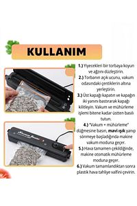 Vacuum Sealer Gıda Vakum Ve Mühürleme Makinesi + 10 Adet Vakum Torbası ürün fotoğrafı