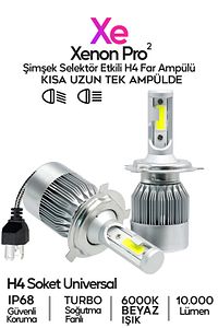 Yeni Model - Zenon H4 Led Araba Far Ampül Xenon Led Uzun Kısa 10800 Lümen Şimşek Etkili 6000k ürün fotoğrafı