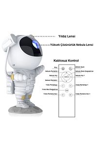 Astronot Galaksi Projektör Kumandalı Gece Lambası Yıldız Ve Samanyolu Projeksiyon Işığı ürün fotoğrafı