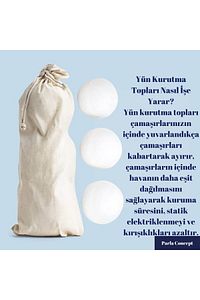 Çamaşır Yün Kurutma Topu ve Koku Seti - Kurutma Makinesi İçin - 3 Adet Top ve 2 Adet Koku - XL ürün fotoğrafı