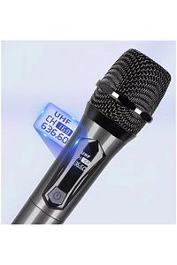 Profesyonel 1200 mAH UHF Sistem Kablosuz Alıcılı Mikrofon Karaoke Toplantı Sunum Mikrofonu ürün fotoğrafı