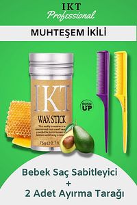 Stick Wax Bebek Saç Sabitleyici 2 Adet Ayırma Tarağı ürün fotoğrafı