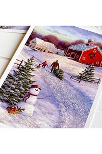 6lı Simli Kartpostal Seti, Yılbaşı, Kırmızı Ev ürün fotoğrafı