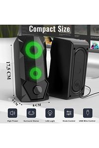Bilgisayar Hoparlörleri Rgb Işıklı 2.0 Usb Oyun Stereo Kablolu Pc Hoparlör 3.5mm Aux Girişi ürün fotoğrafı