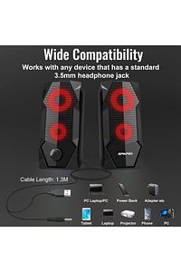 Bilgisayar Hoparlörleri Rgb Işıklı 2.0 Usb Oyun Stereo Kablolu Pc Hoparlör 3.5mm Aux Girişi ürün fotoğrafı