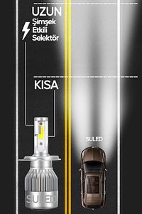 Yeni Model - Zenon H4 Led Araba Far Ampül Xenon Led Uzun Kısa 10800 Lümen Şimşek Etkili 6000k ürün fotoğrafı