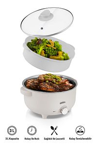 Sco-5061  700w 3 Litre Çok Fonksiyonlu Buharlı Pişirici Güveç, Pilav, Çorba, Haşlama ürün fotoğrafı