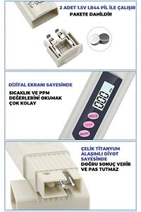 Tds Metre Su Kalite Test Ölçüm Cihazı Saflık Ölçer Pil ürün fotoğrafı