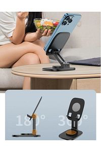 Metal Portatif Ayarlanabilir Katlanır Telefon Ve Tablet Masaüstü Stand Tutucu 360 Derece Hareketli ürün fotoğrafı
