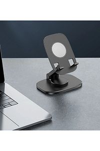 Metal Portatif Ayarlanabilir Katlanır Telefon Ve Tablet Masaüstü Stand Tutucu 360 Derece Hareketli ürün fotoğrafı