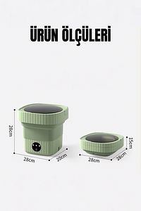 Katlanır Mini Çamaşır Makinesi Yeşil ürün fotoğrafı