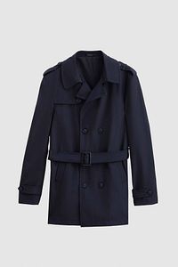 Ds Damat Regular Fit Lacivert Apoletli Beli Kemerli Pardösü/Trenckot ürün fotoğrafı